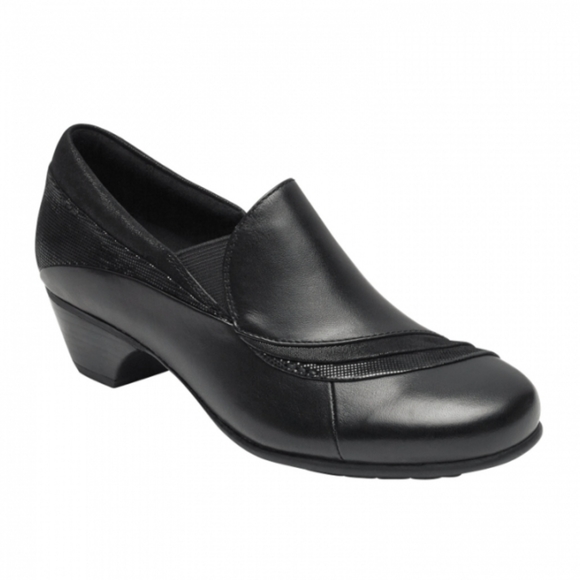 Aravon Provence Asym Slip-on - Women's Casual Shoe Black - Picture 2 of 5